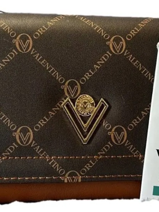 Valentino Orlandi Handbags - Valentino Orlandi Brown and Tan Crossbody Wallet with Gold Logo
